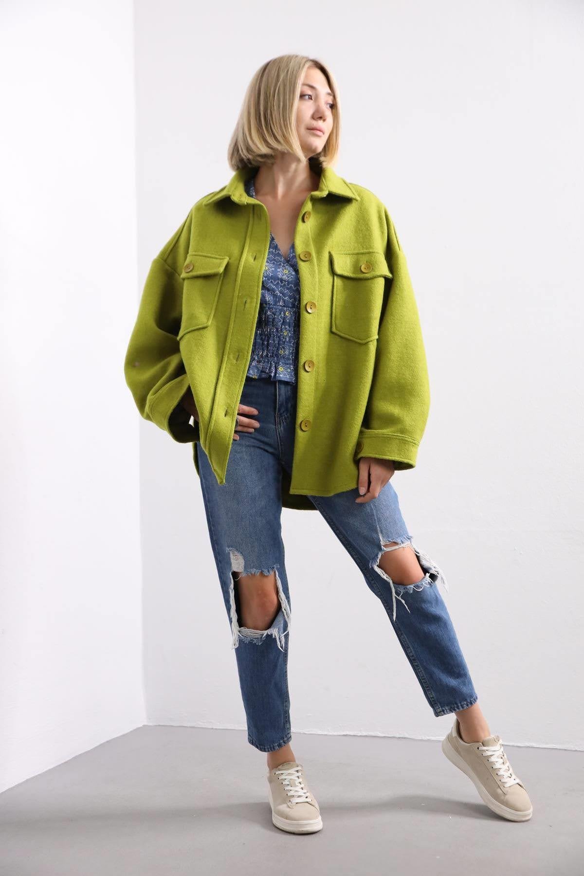 Oil Green Big Button Jacket Oil Green Big Button Jacket