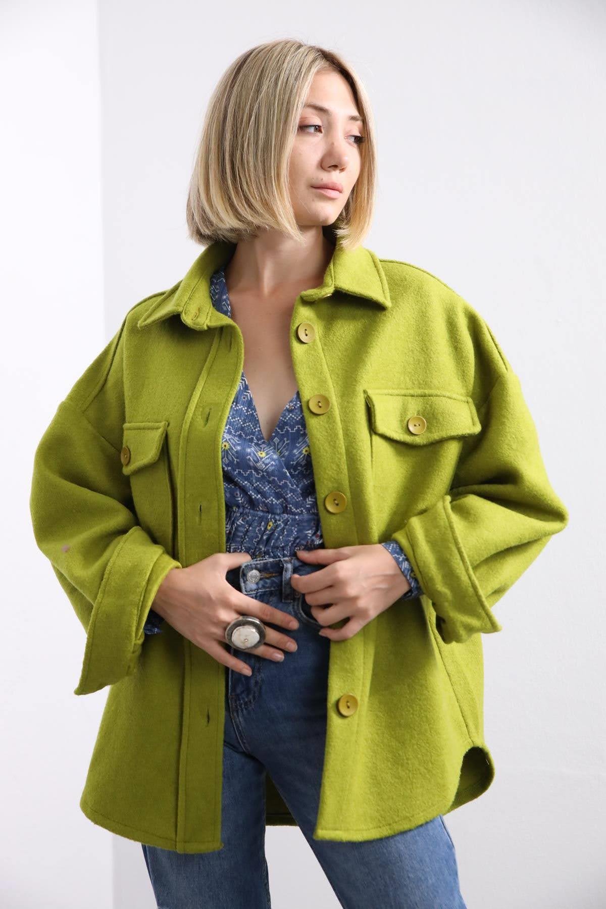 Oil Green Big Button Jacket Oil Green Big Button Jacket