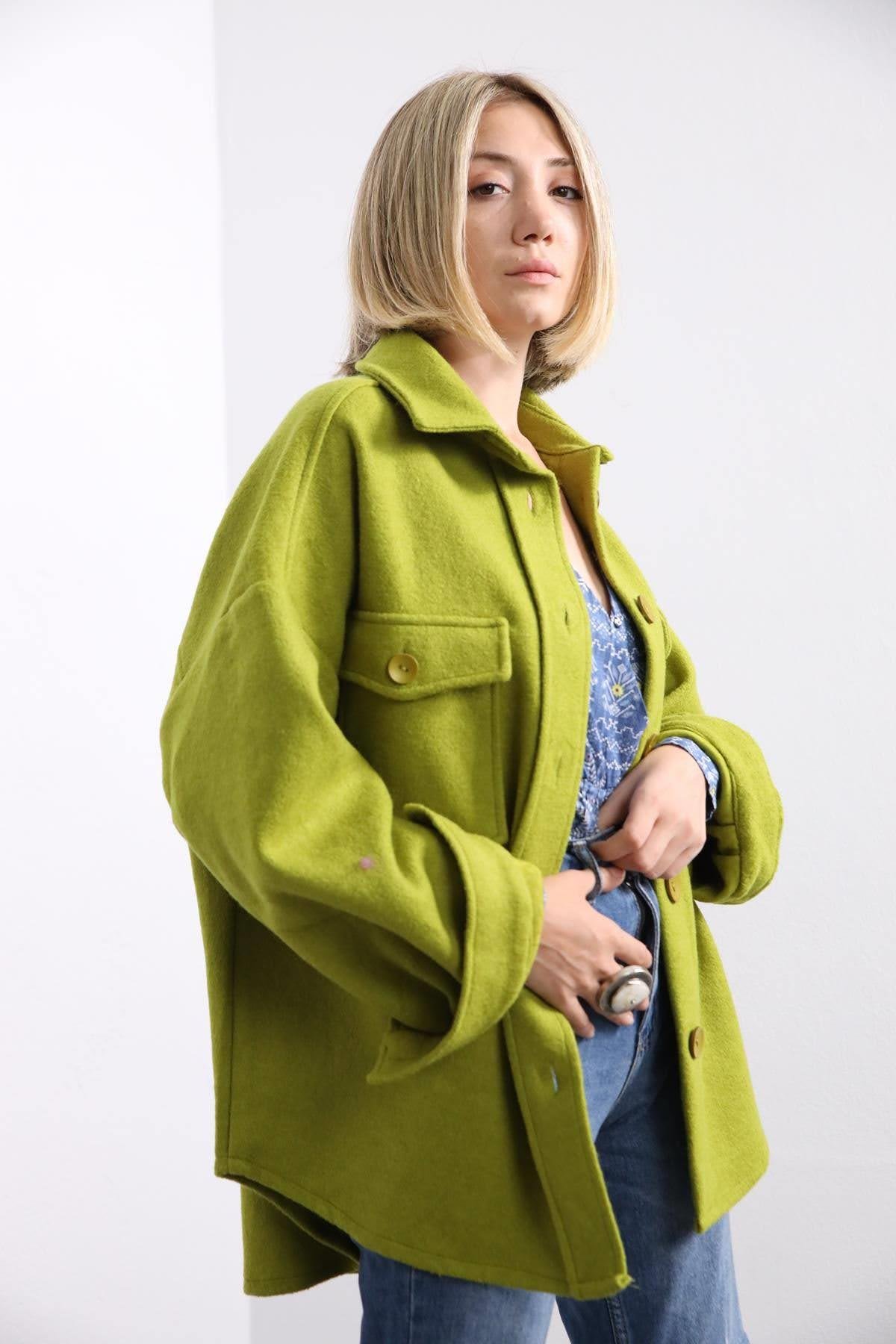 Oil Green Big Button Jacket Oil Green Big Button Jacket