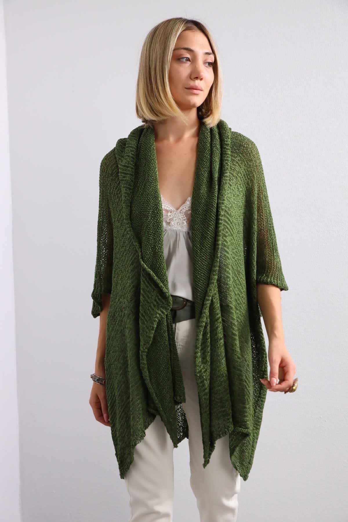 Khaki Mercerized Hoodie Cardigan Khaki Mercerized Hoodie Cardigan