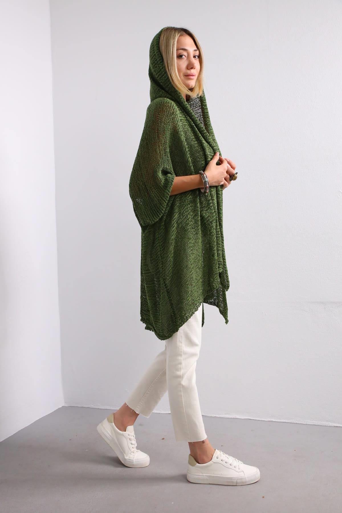 Khaki Mercerized Hoodie Cardigan Khaki Mercerized Hoodie Cardigan