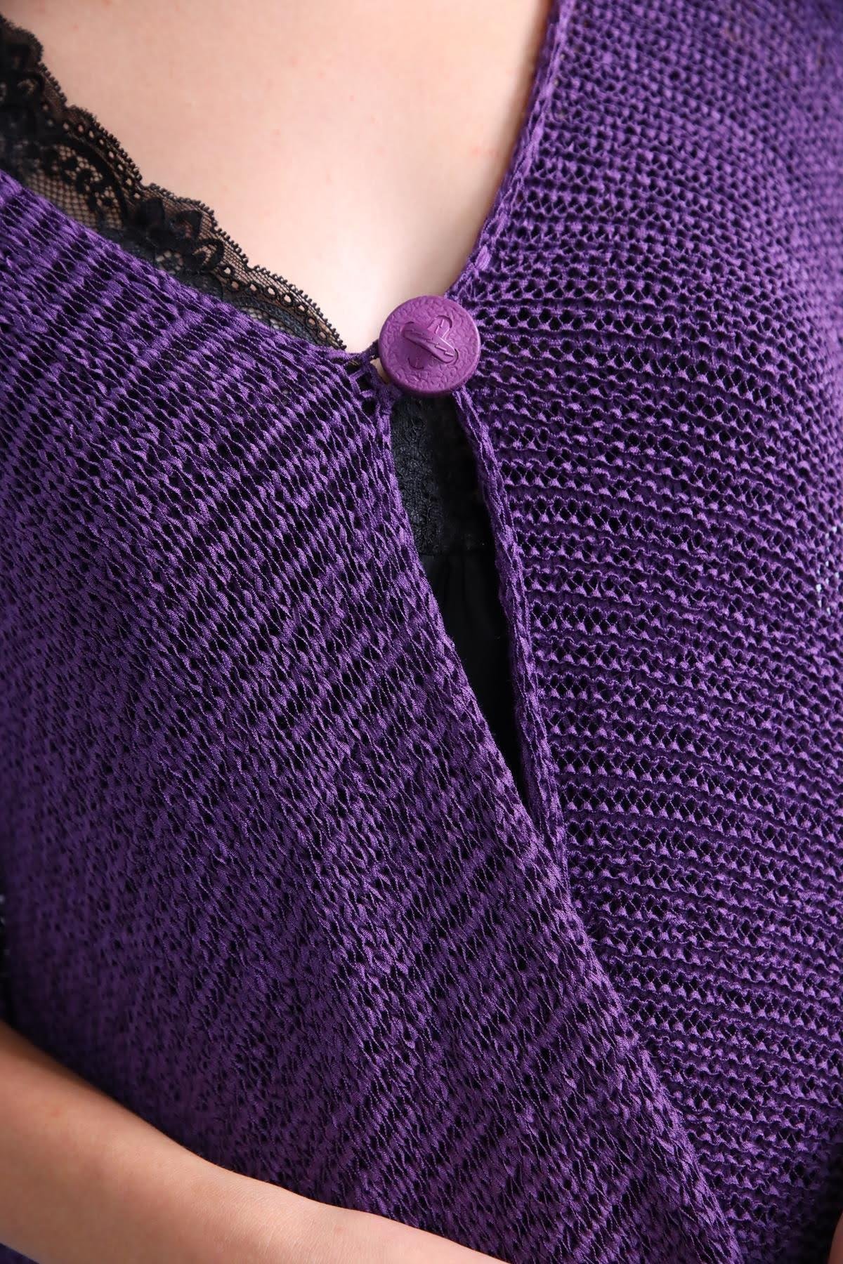 Purple Single Button Mercerized Judith Tunic - Saman Butik | Shop Online Purple Single Button Mercerized Judith Tunic