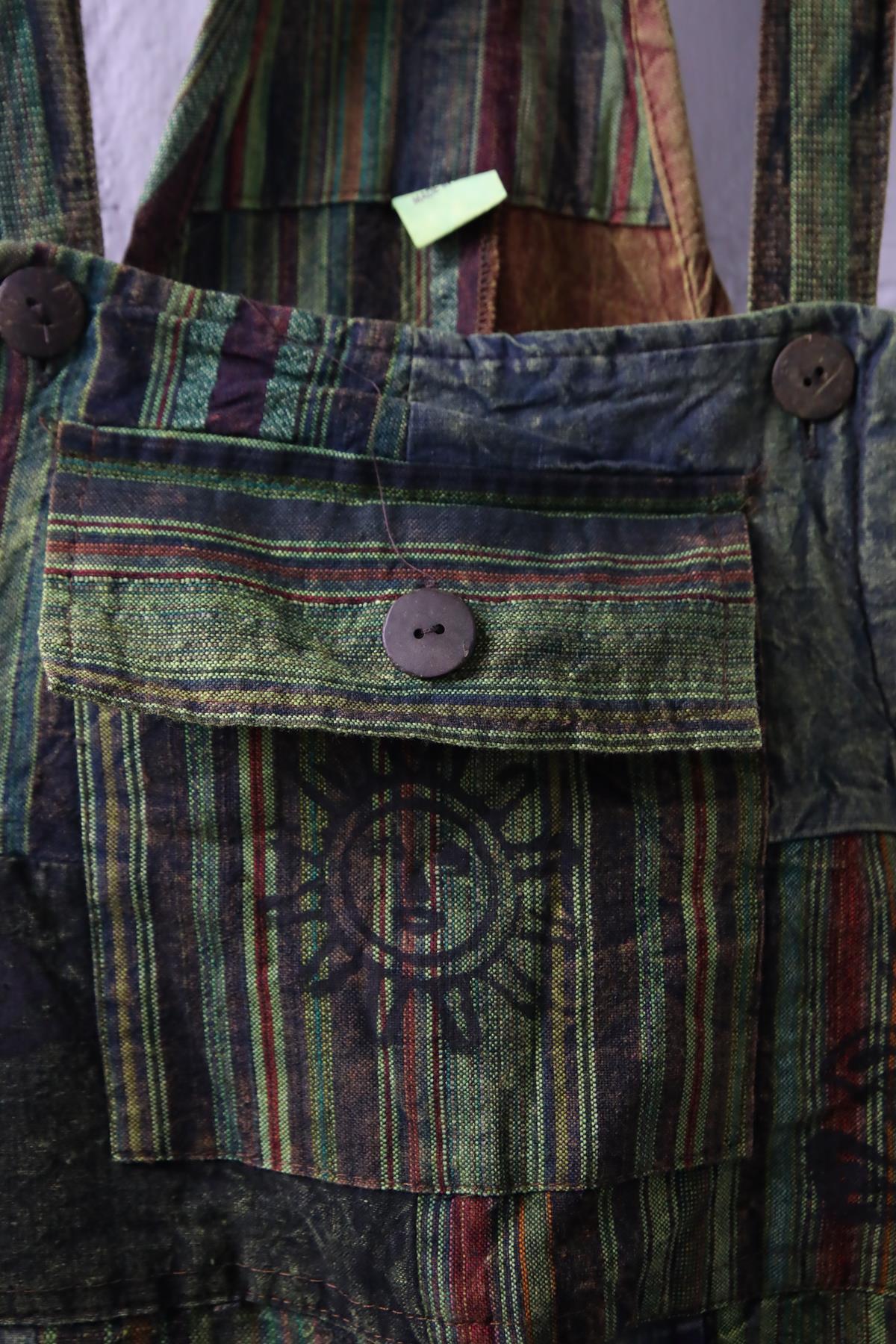  Renkli Yıkama Patchwork Tulum