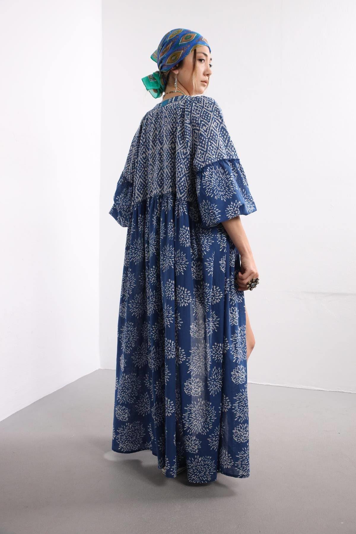 Dark Blue Tribal Patterned Shirt Dress Dark Blue Tribal Patterned Shirt Dress