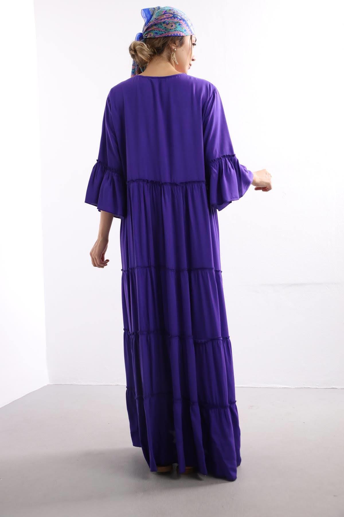  Purple Maxi Asiye Dress with Pompoms