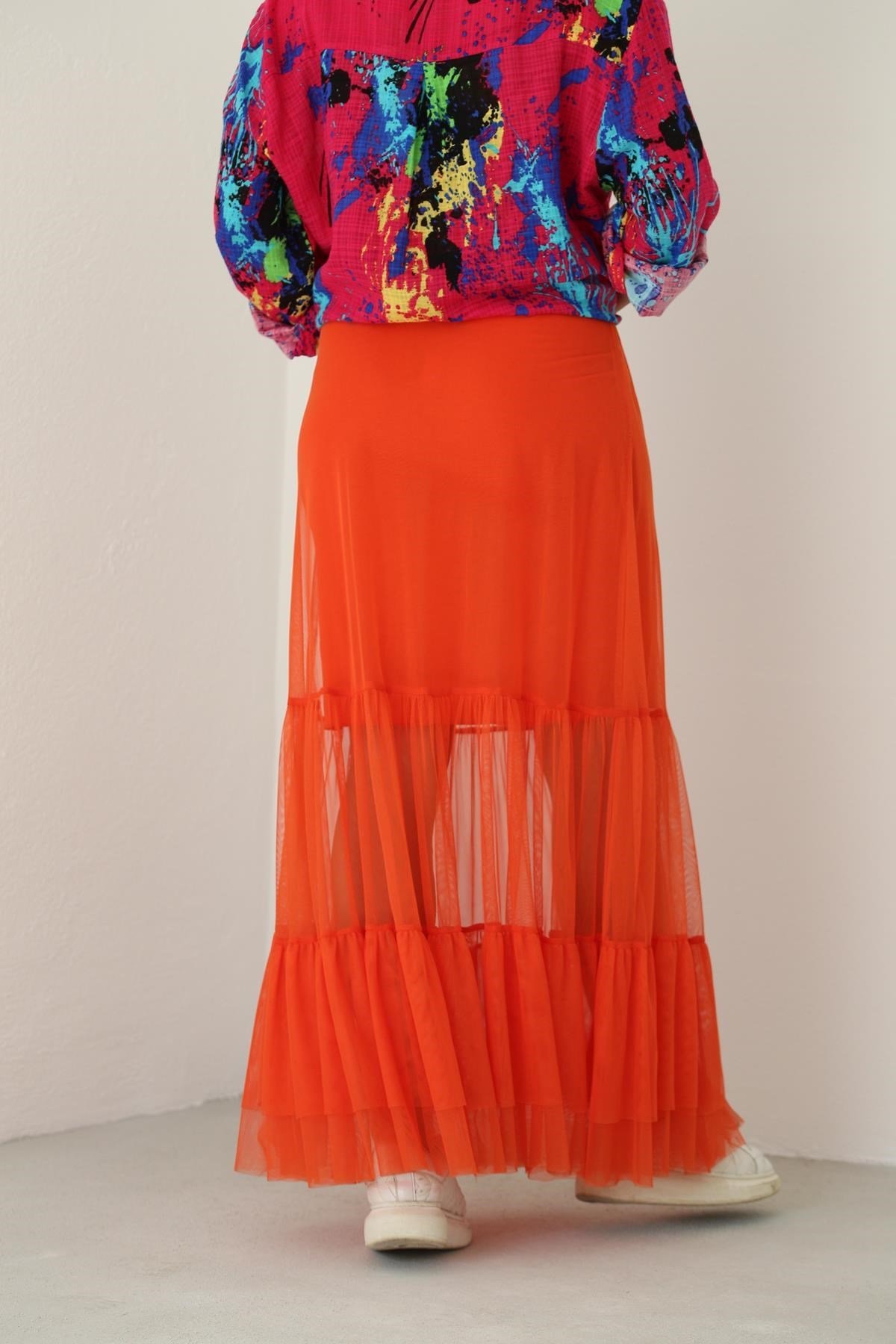 Orange Tulle Skirt - Saman Butik | Boho Fashion Orange Tulle Skirt