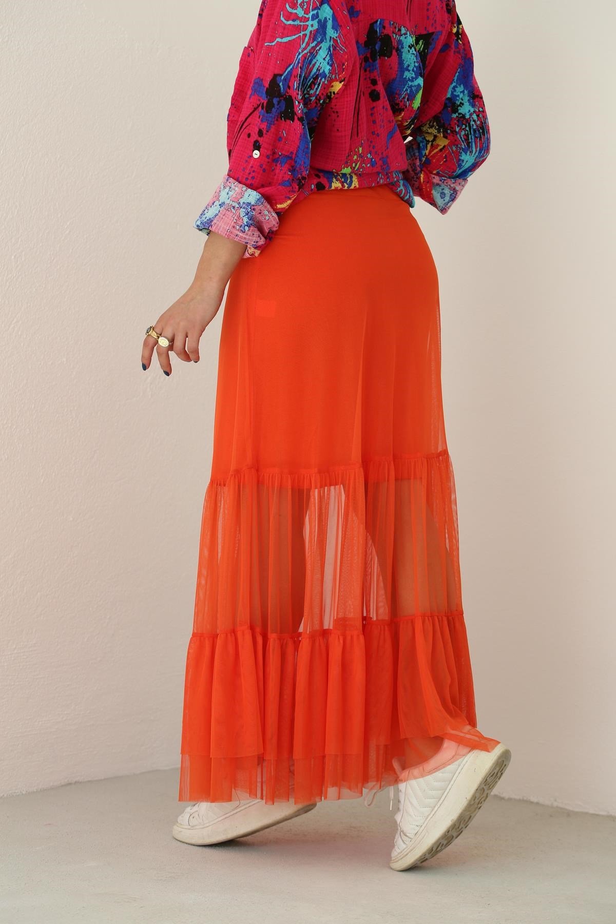 Orange Tulle Skirt - Saman Butik | Boho Fashion Orange Tulle Skirt