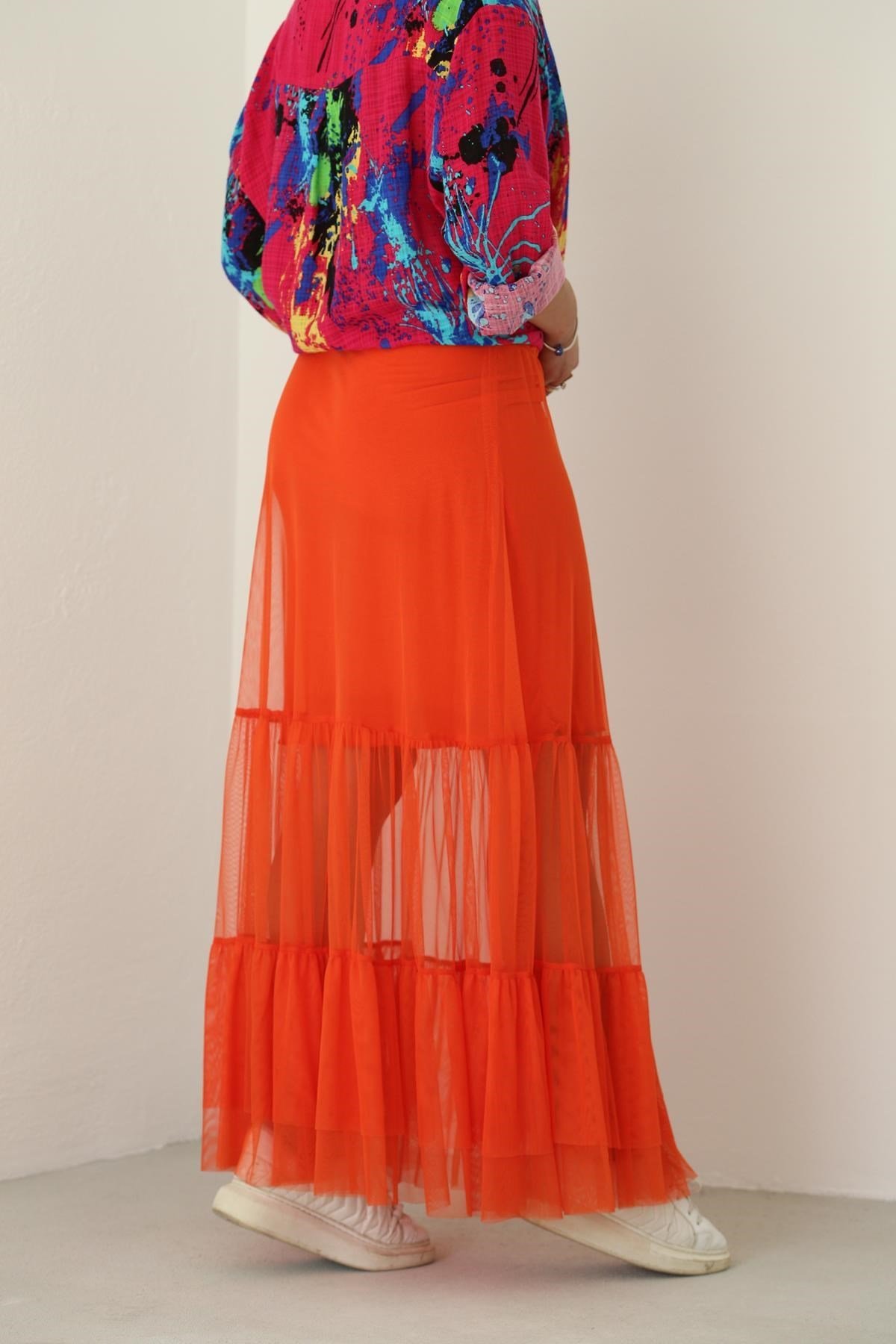 Orange Tulle Skirt - Saman Butik | Boho Fashion Orange Tulle Skirt
