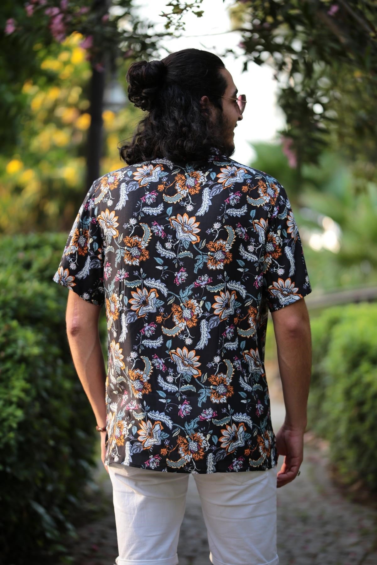Siyah Şal Desen Klasik Yaka Gömlek - Şaman Butik Siyah Şal Desen Klasik Yaka Gömlek