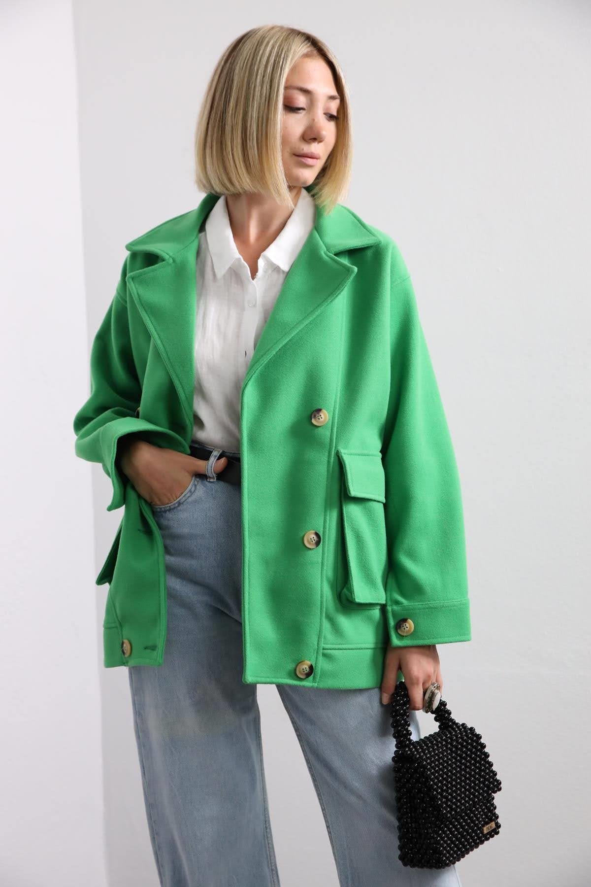 Green Pocket Stamp Topcoat Green Pocket Stamp Topcoat
