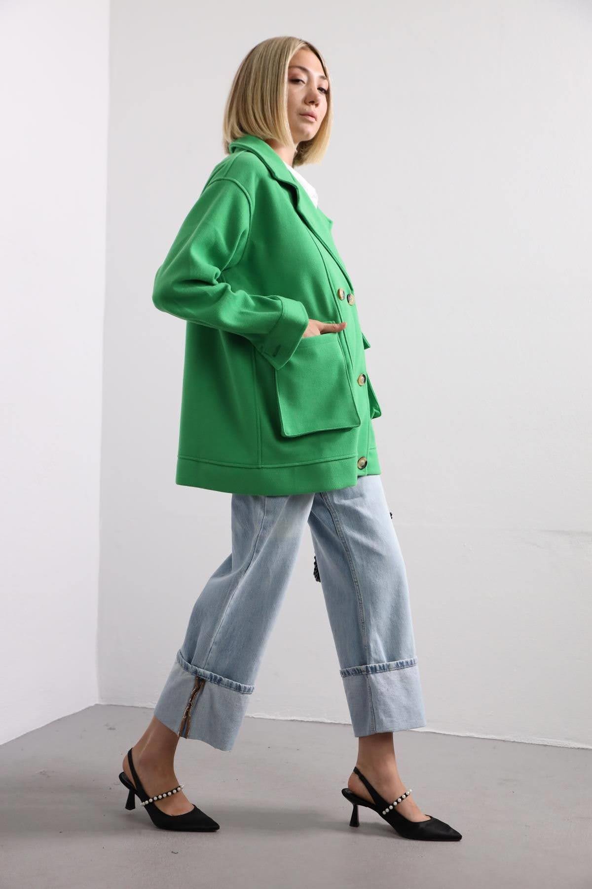 Green Pocket Stamp Topcoat Green Pocket Stamp Topcoat