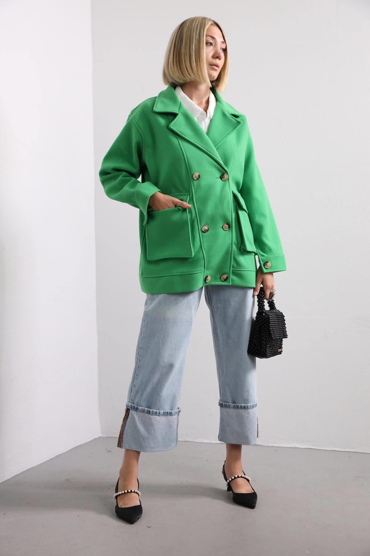 Green Pocket Stamp Topcoat Green Pocket Stamp Topcoat