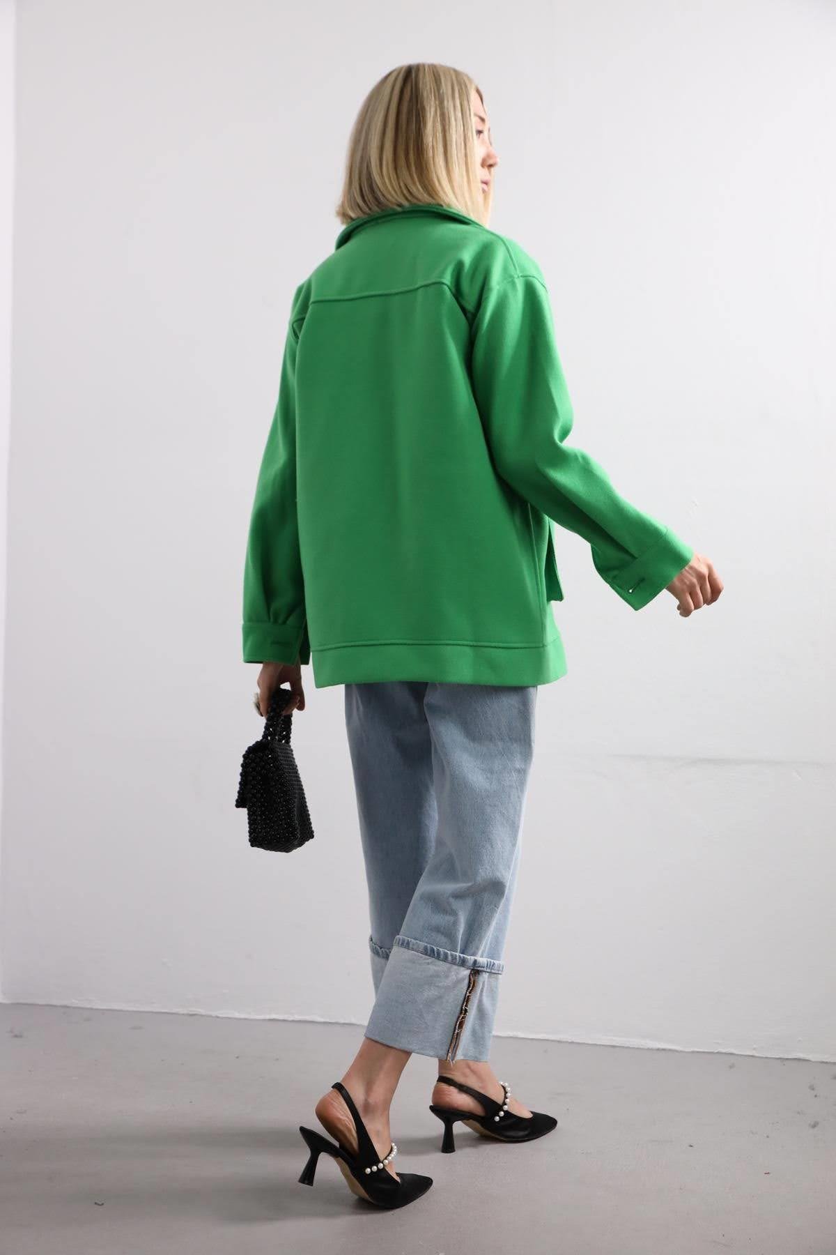 Green Pocket Stamp Topcoat Green Pocket Stamp Topcoat