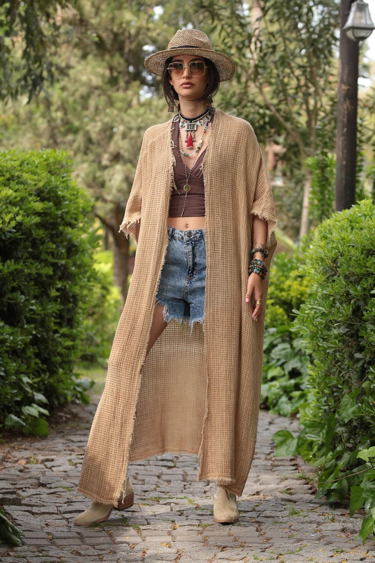  Camel Pamuk İplik Salaş Kaftan