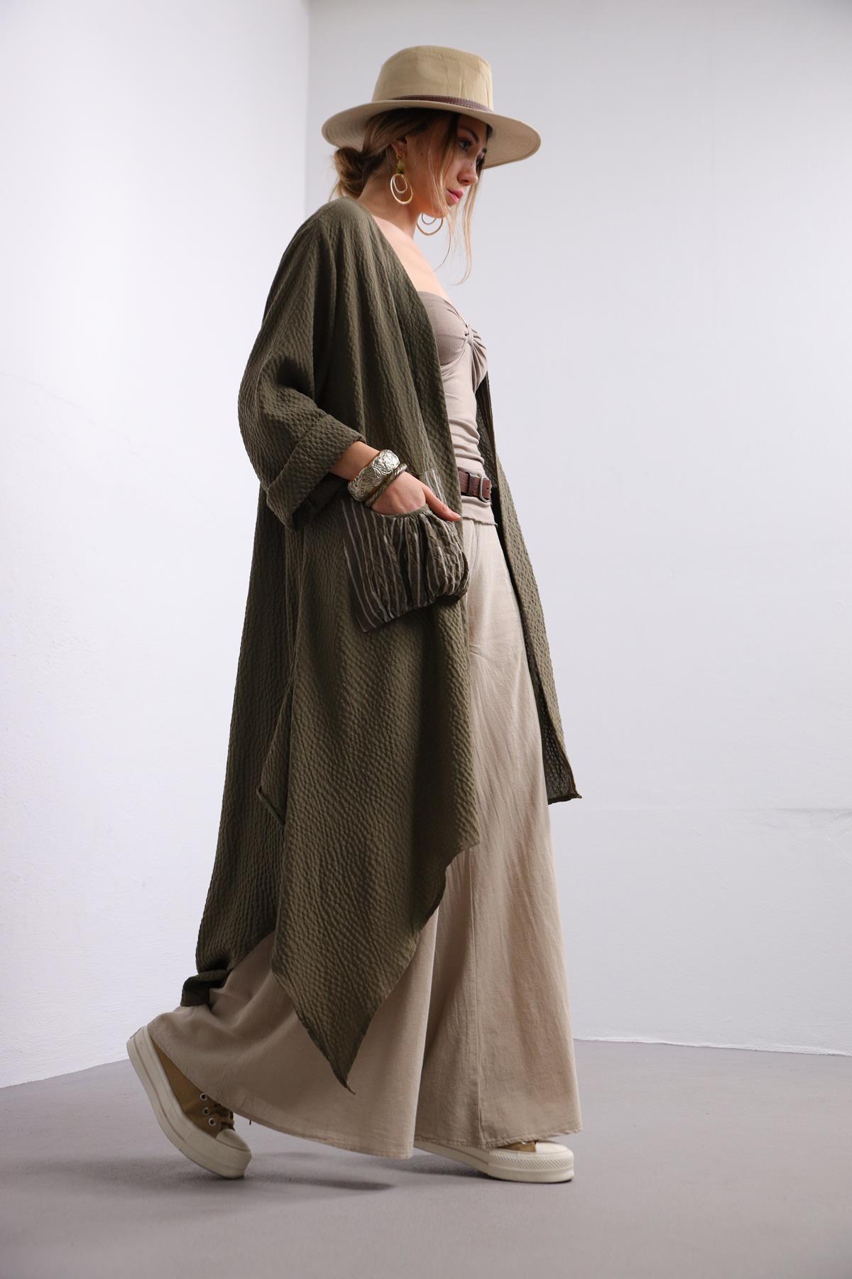  Haki Gofre Kaftan