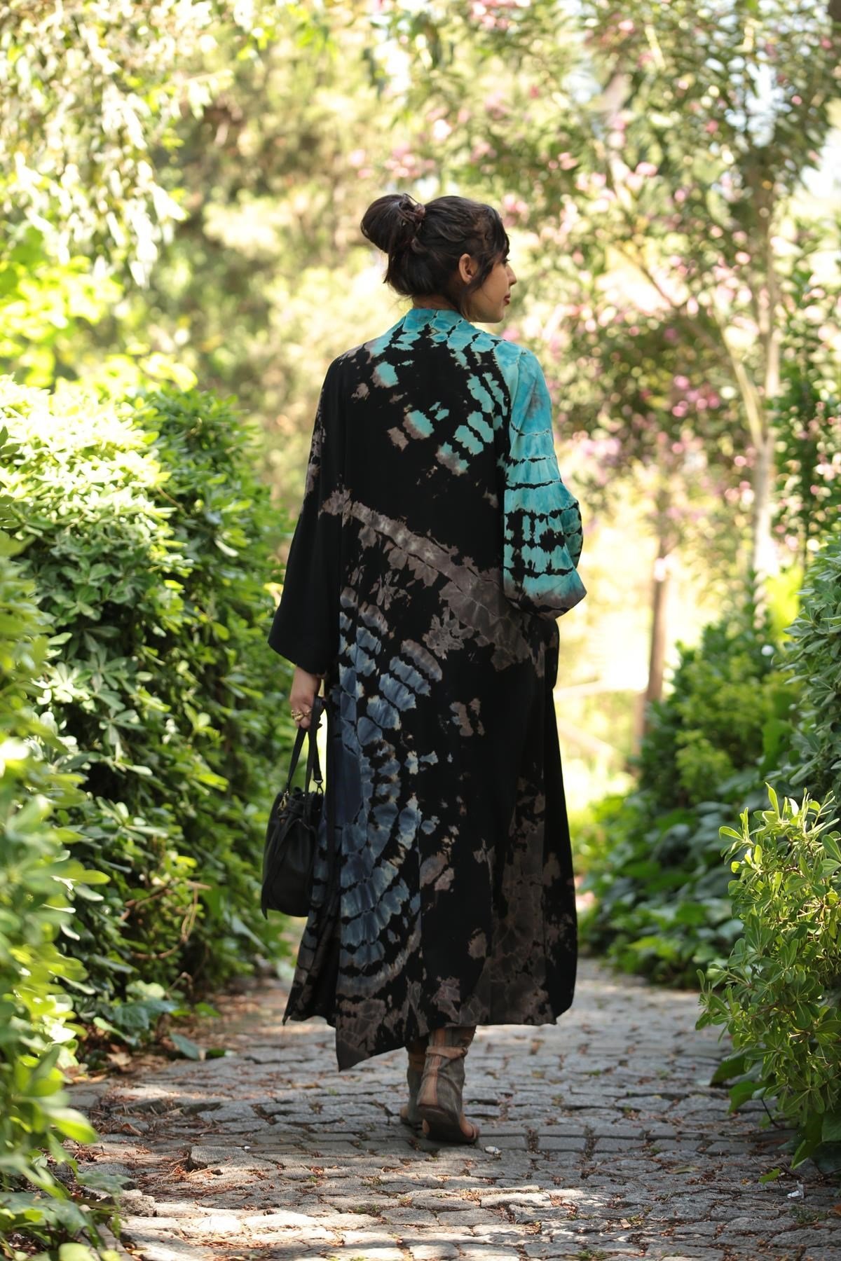 Siyah Batikli Kimono - Şaman Butik Siyah Batikli Kimono