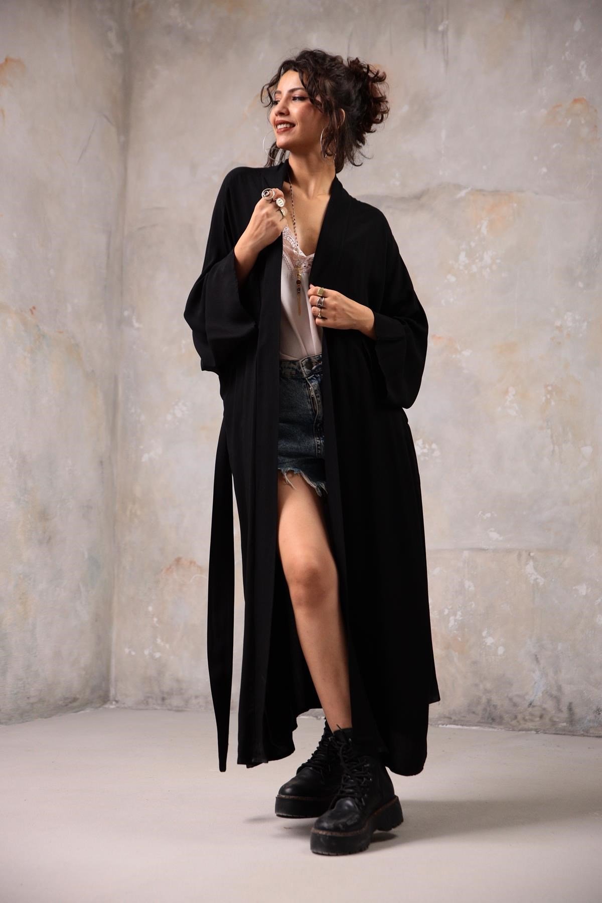 Black Kimono - Saman Butik | Shop Online Black Kimono