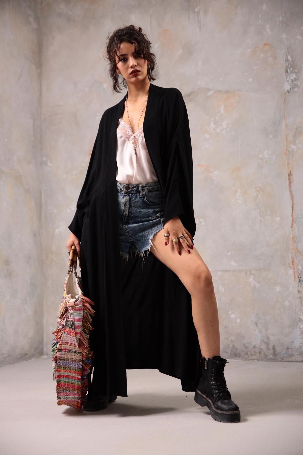 Black Kimono - Saman Butik | Shop Online Black Kimono