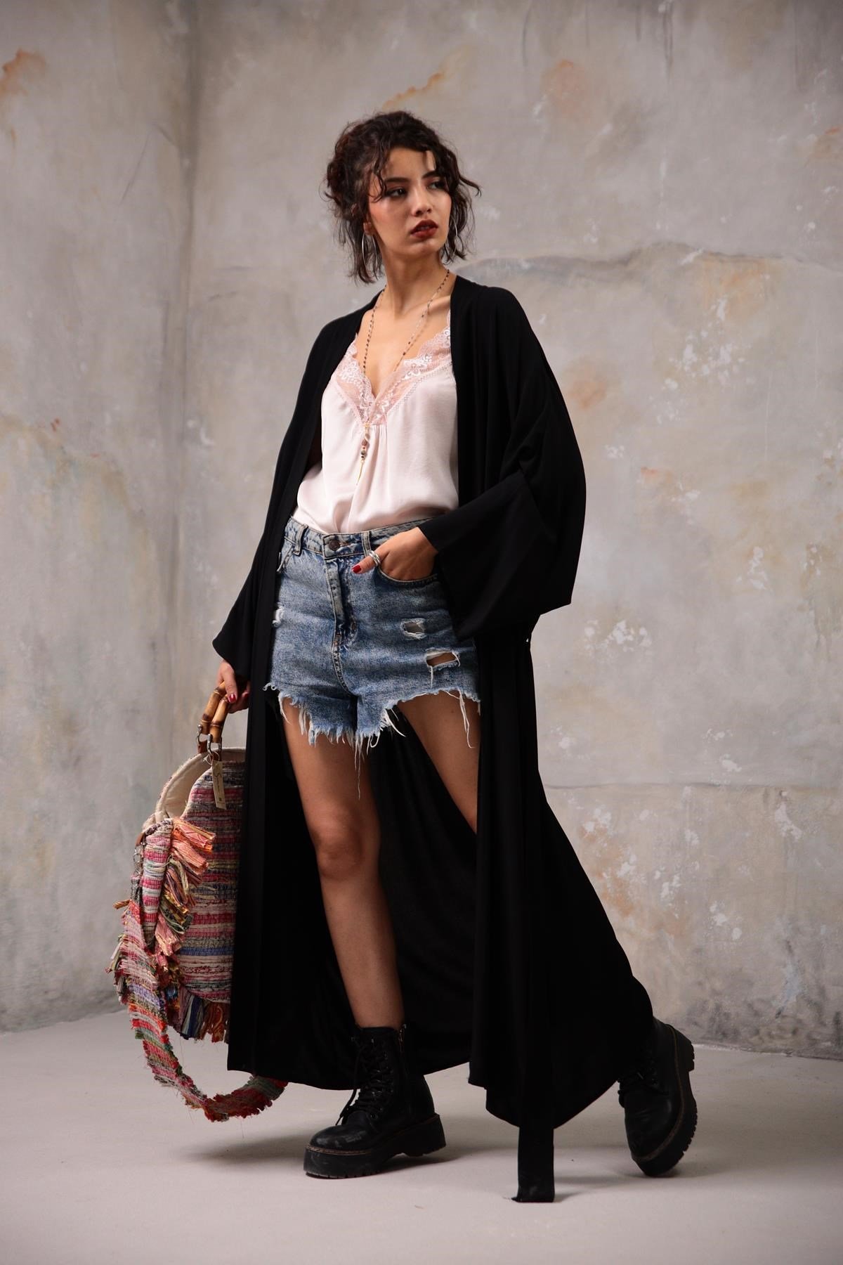 Black Kimono - Saman Butik | Shop Online Black Kimono