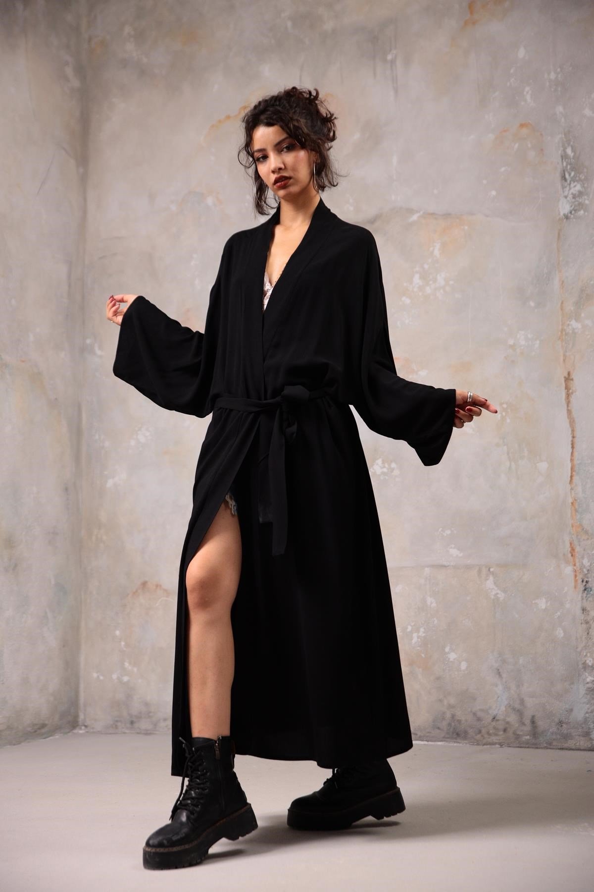 Black Kimono - Saman Butik | Shop Online Black Kimono