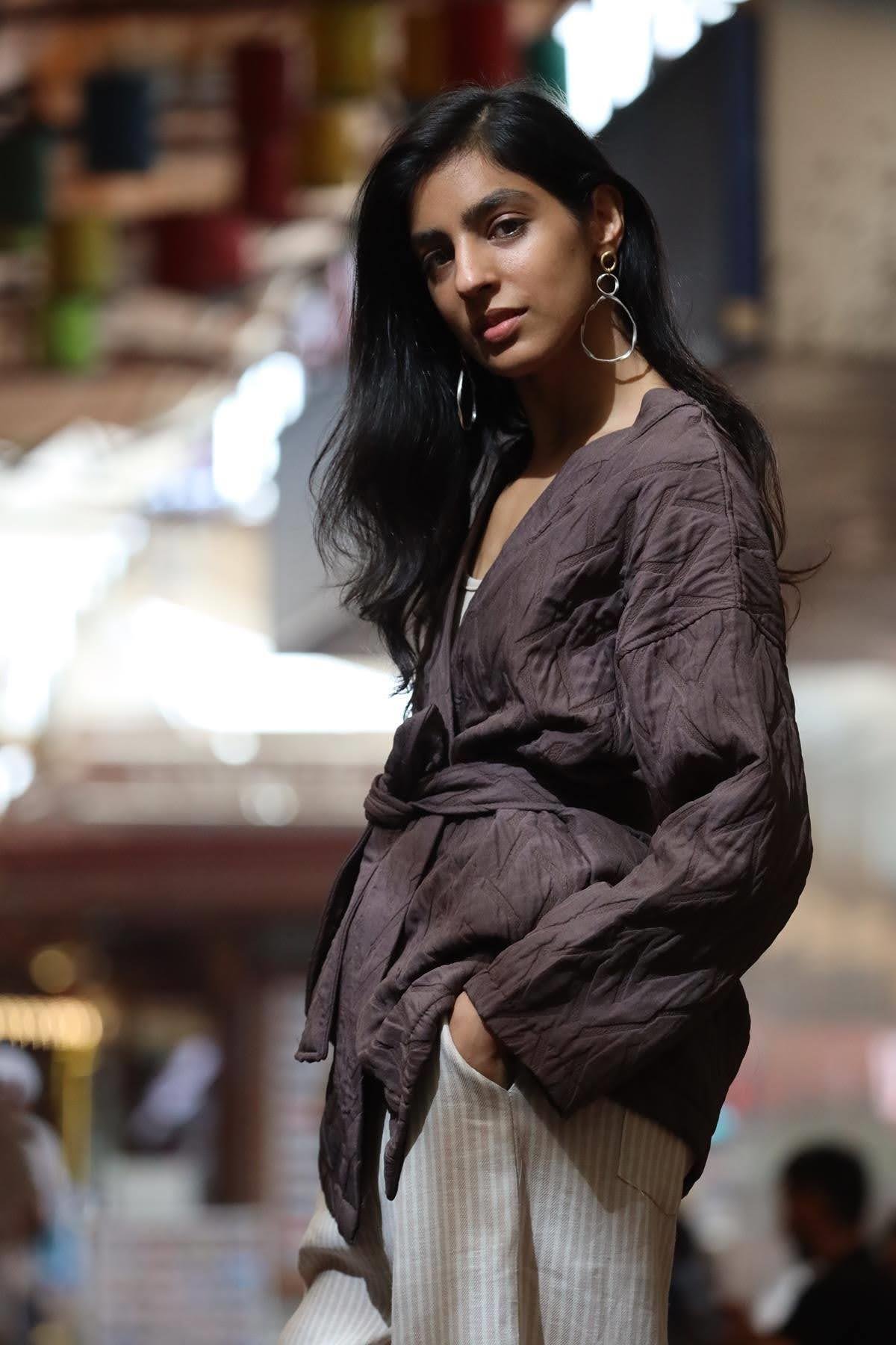 Brown Patterned Jacket