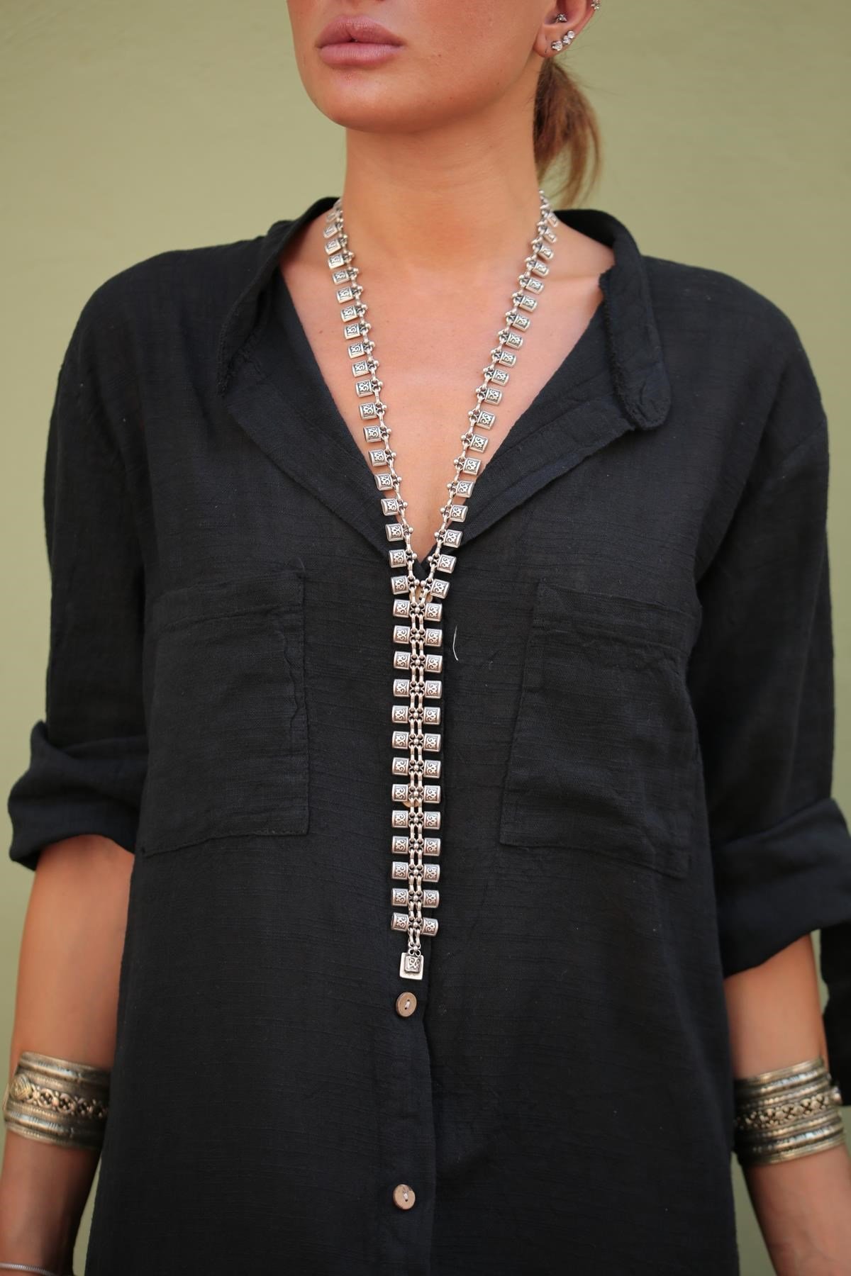 Motif Detaylı Kravat Kolye - Şaman Butik Motif Detaylı Kravat Kolye
