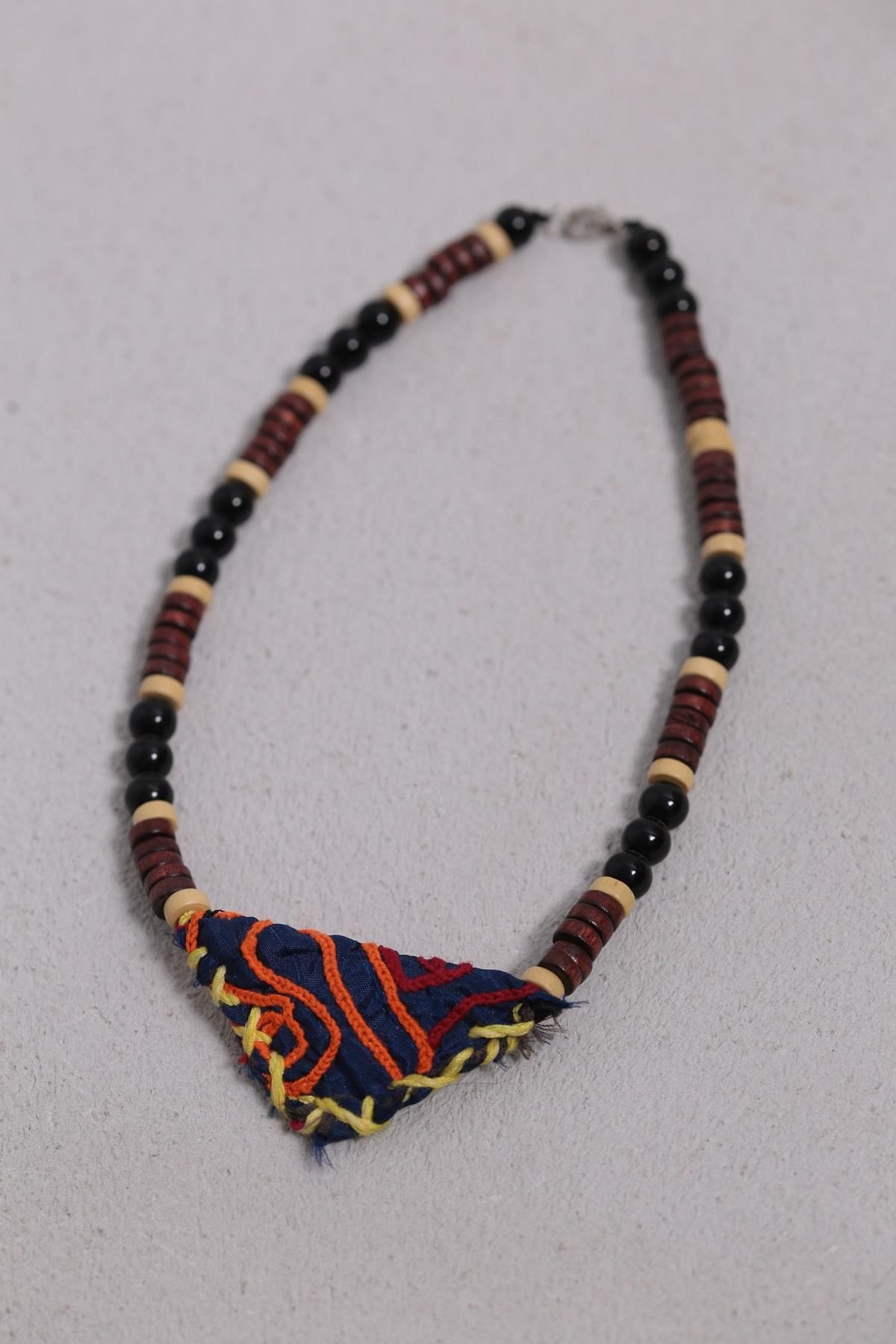 Amulet Detailed Wooden Design Necklace - Saman Butik | Shop Online Amulet Detailed Wooden Design Necklace