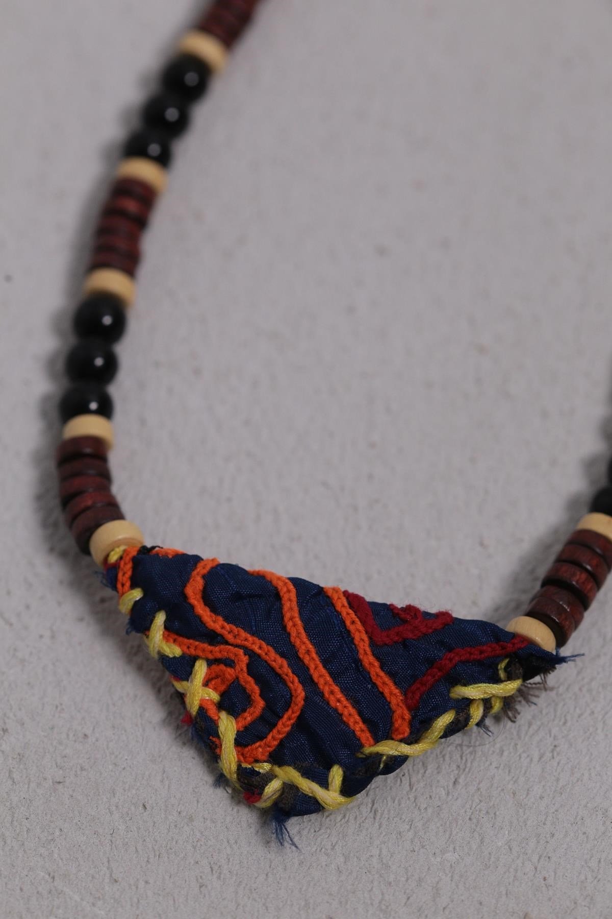 Amulet Detailed Wooden Design Necklace - Saman Butik | Shop Online Amulet Detailed Wooden Design Necklace
