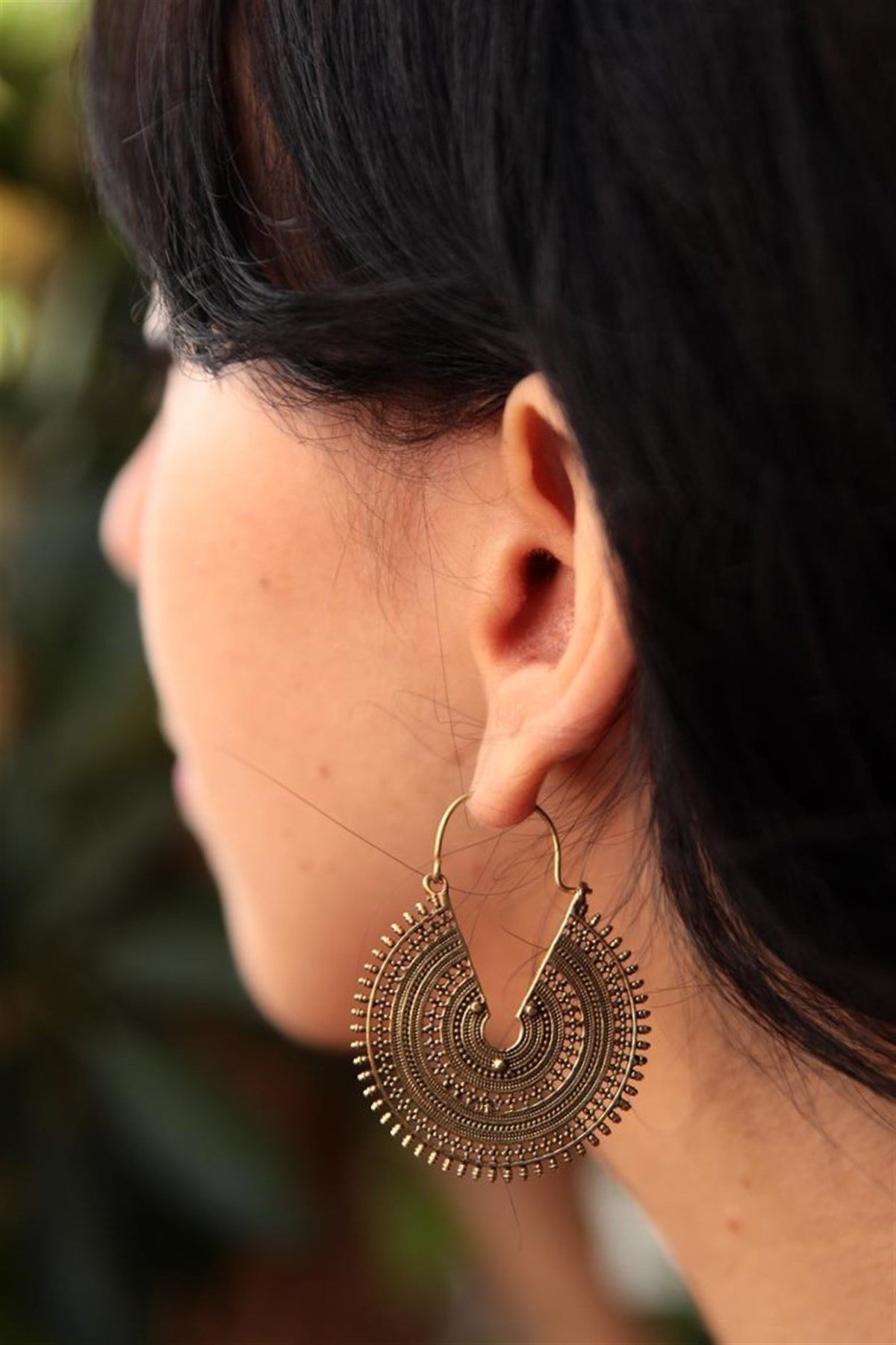 Bronz İşlemeli Antik Tasarım Küpe - Şaman Butik Bronz İşlemeli Antik Tasarım Küpe