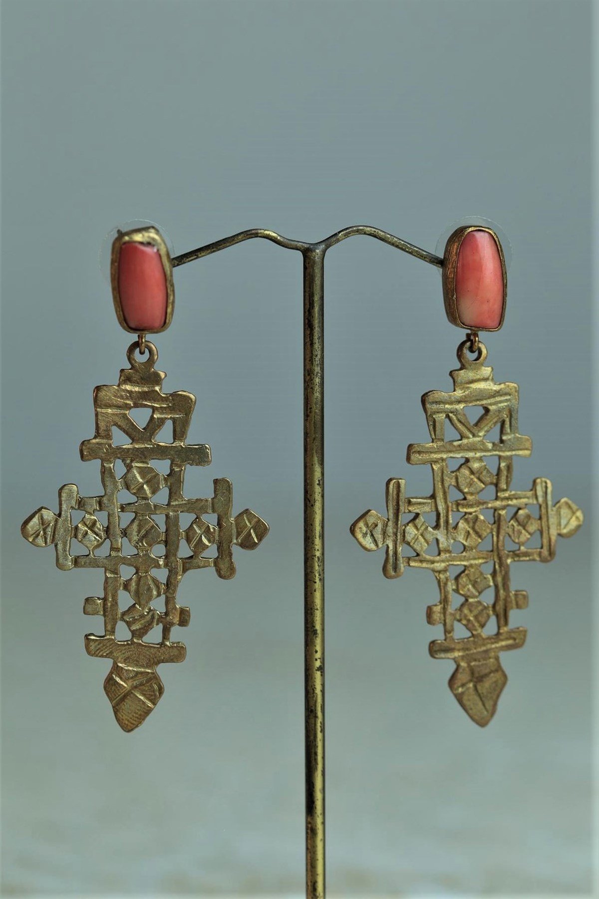 Mercan Taşlı Bronz Antik Tasarım Kolye - Şaman Butik Mercan Taşlı Bronz Antik Tasarım Kolye