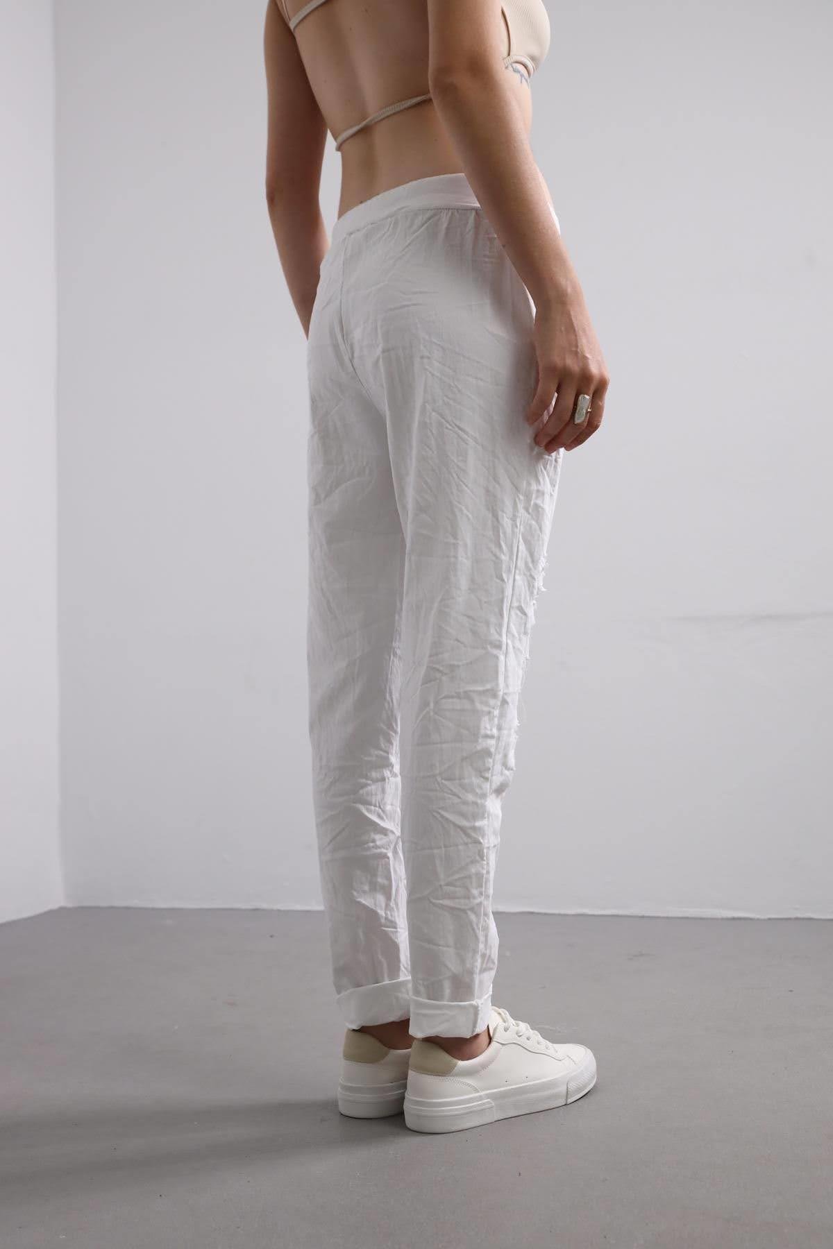 Saman Butik | Shop Online White Sequin Detailed Trousers