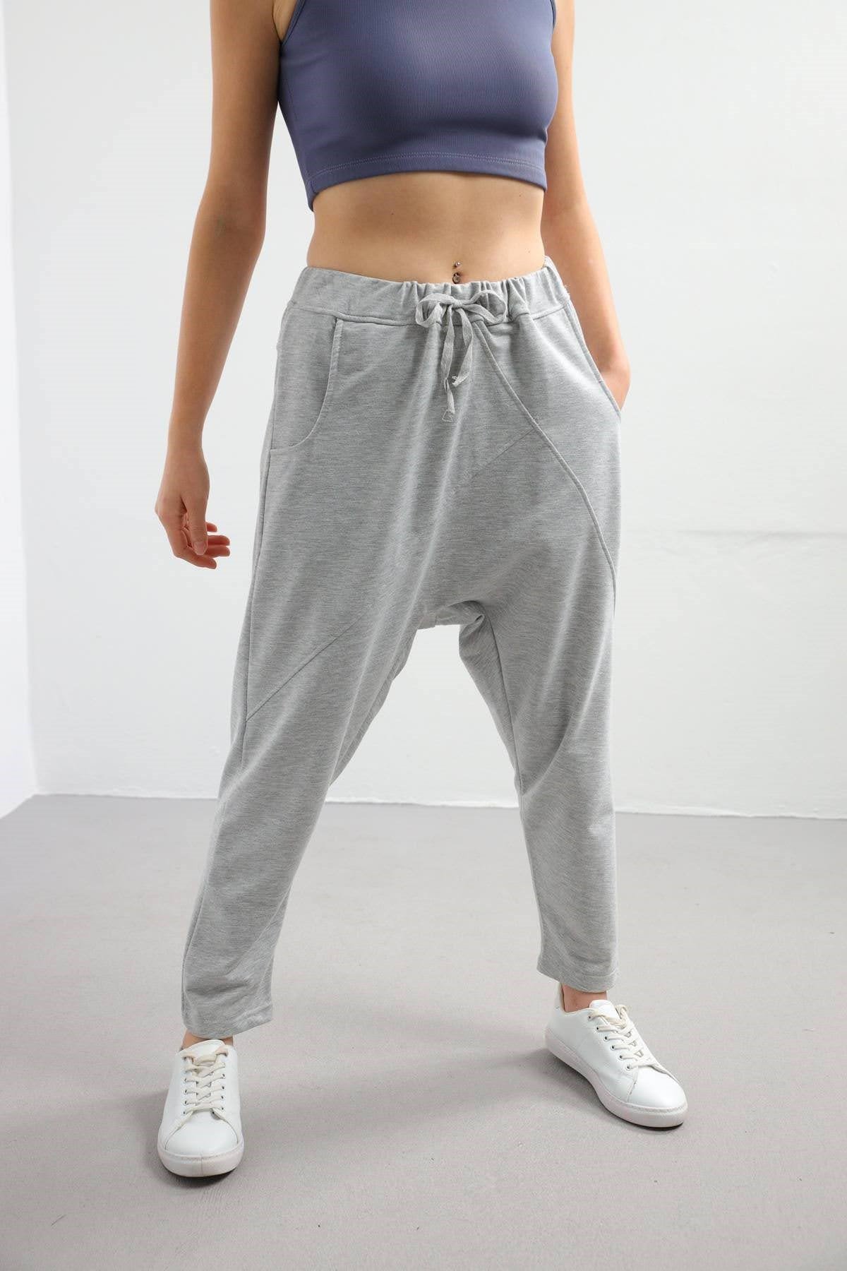 Grey Stitch Detail Trousers - Saman Butik | Shop Online Grey Stitch Detail Trousers