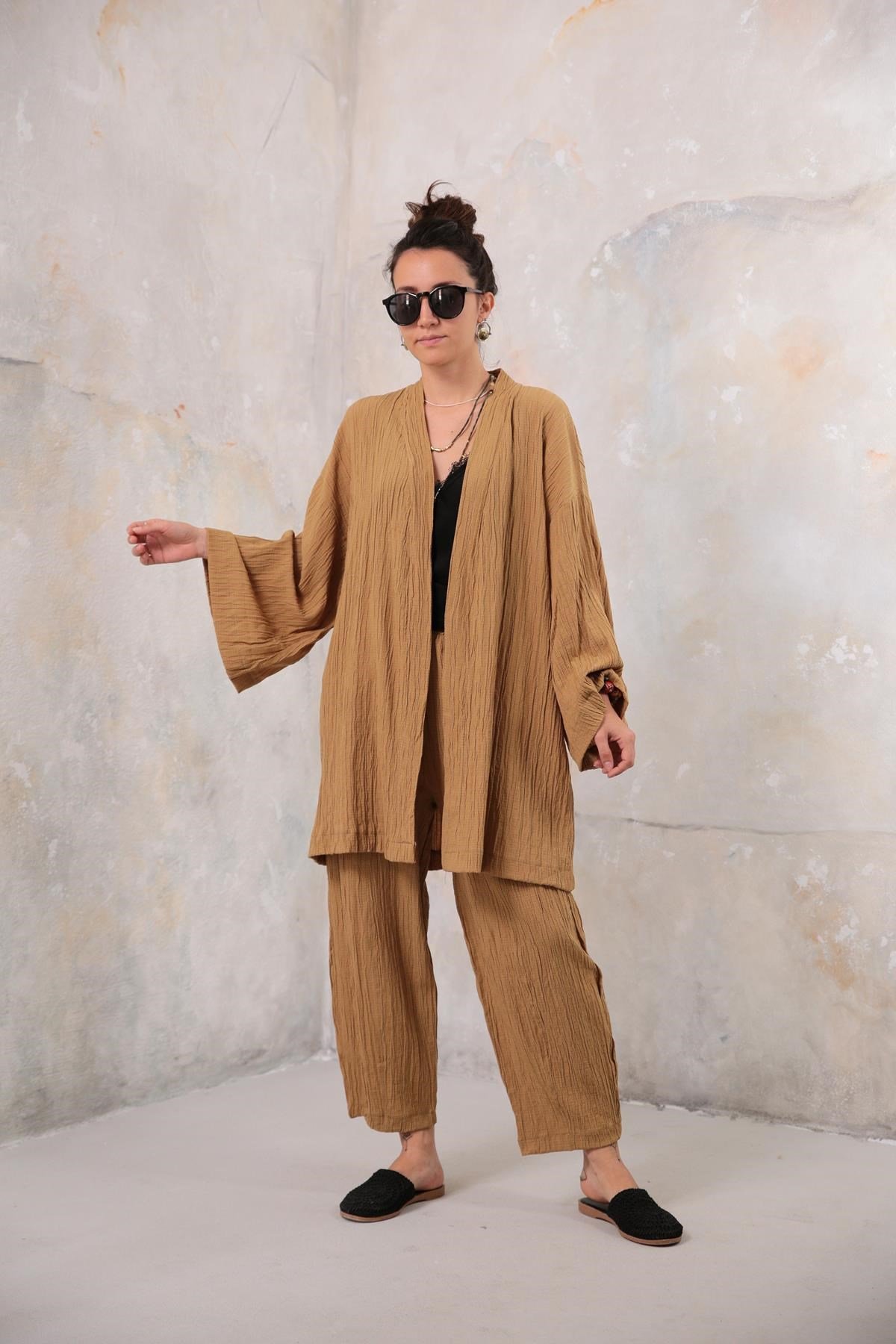  Hardal Gofre Kimono Pantolon Takım