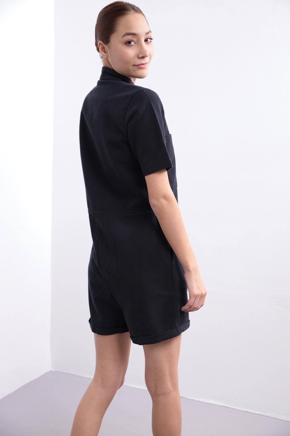 Black Big Pocket Jumpsuit - Saman Butik | Shop Online Black Big Pocket Jumpsuit