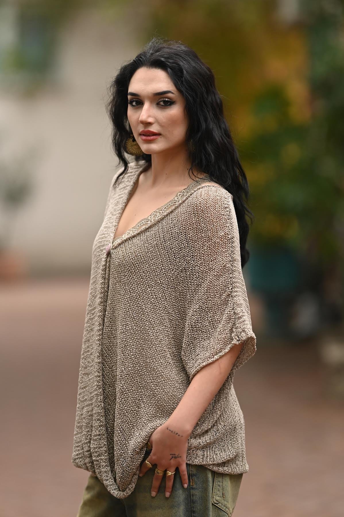 Vizon Tek Düğme Judith Merserize Tunik