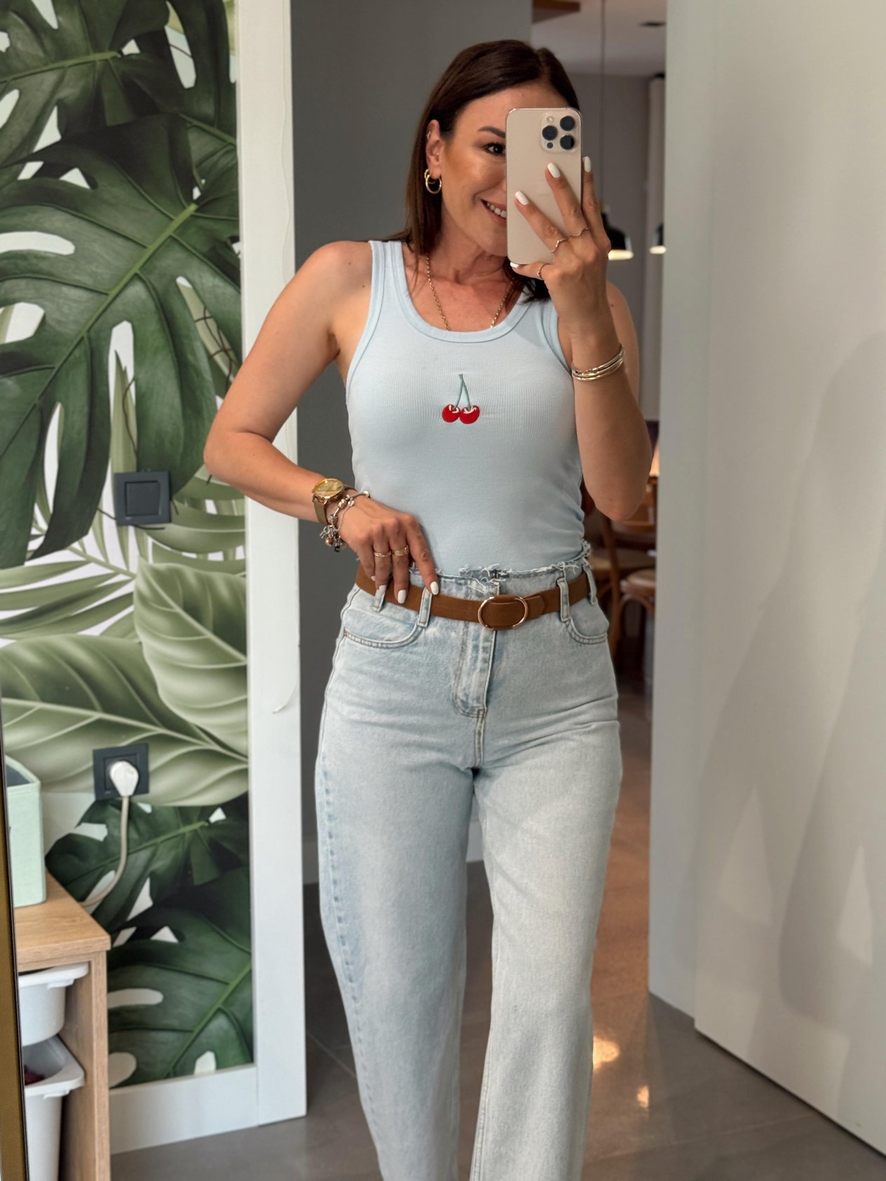 Beli Dikişsiz Kemerli Jean MAVİ