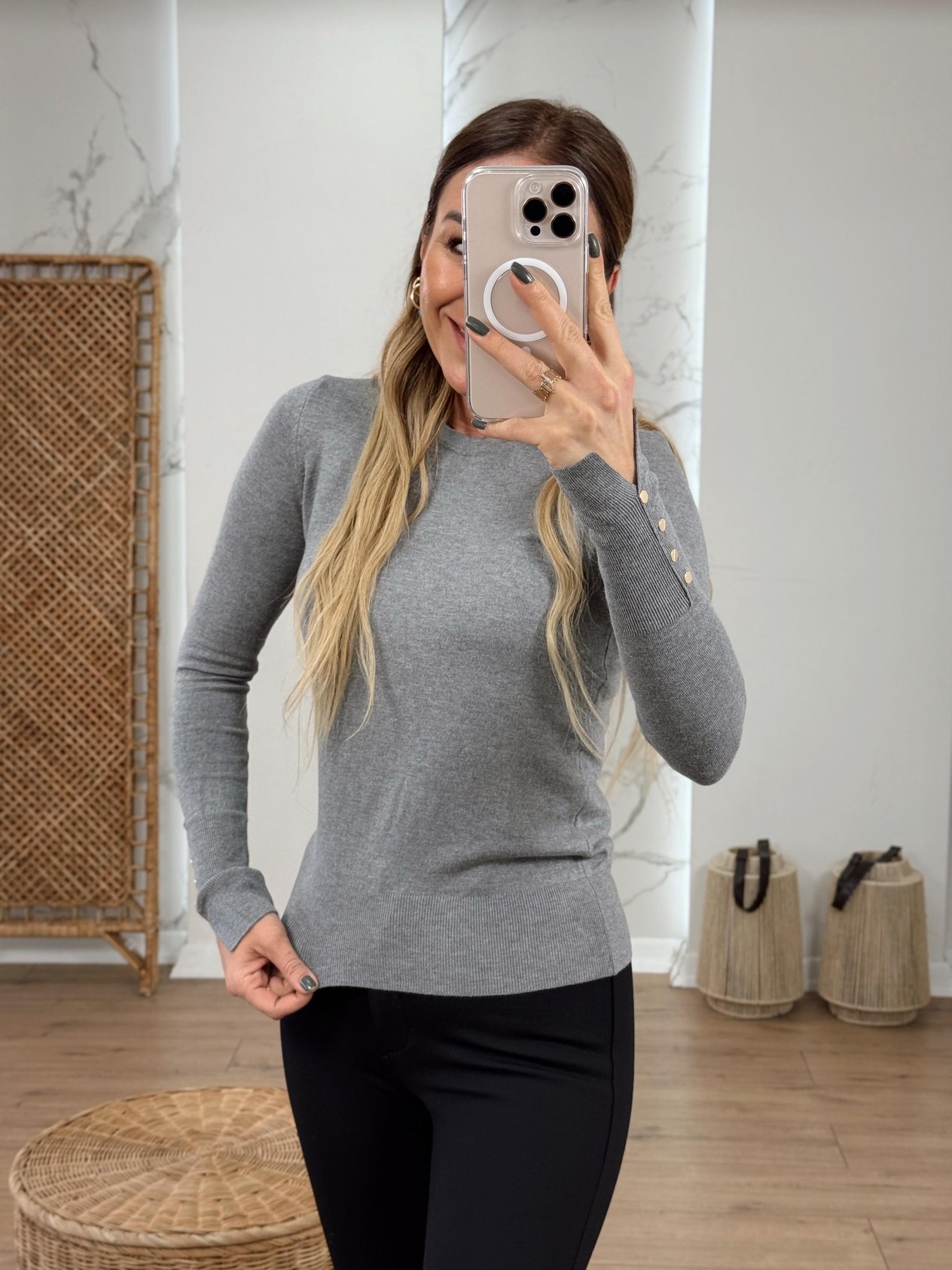 Crew Neck Dropped Knitwear Anthracite