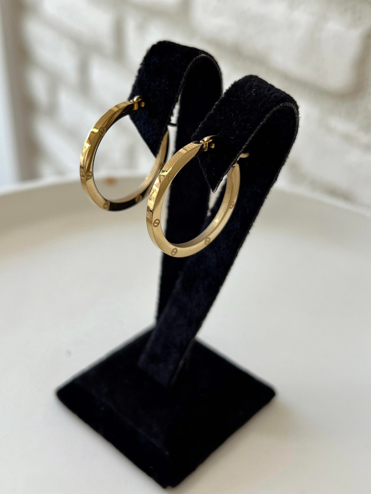 Steel Hoop Earrings Gold