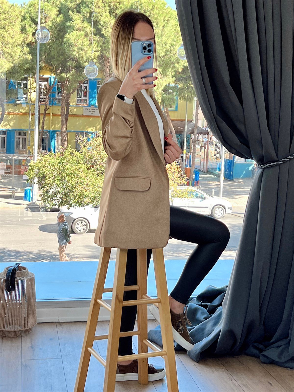 Kolu Büzgülü Blazer Ceket Kahve