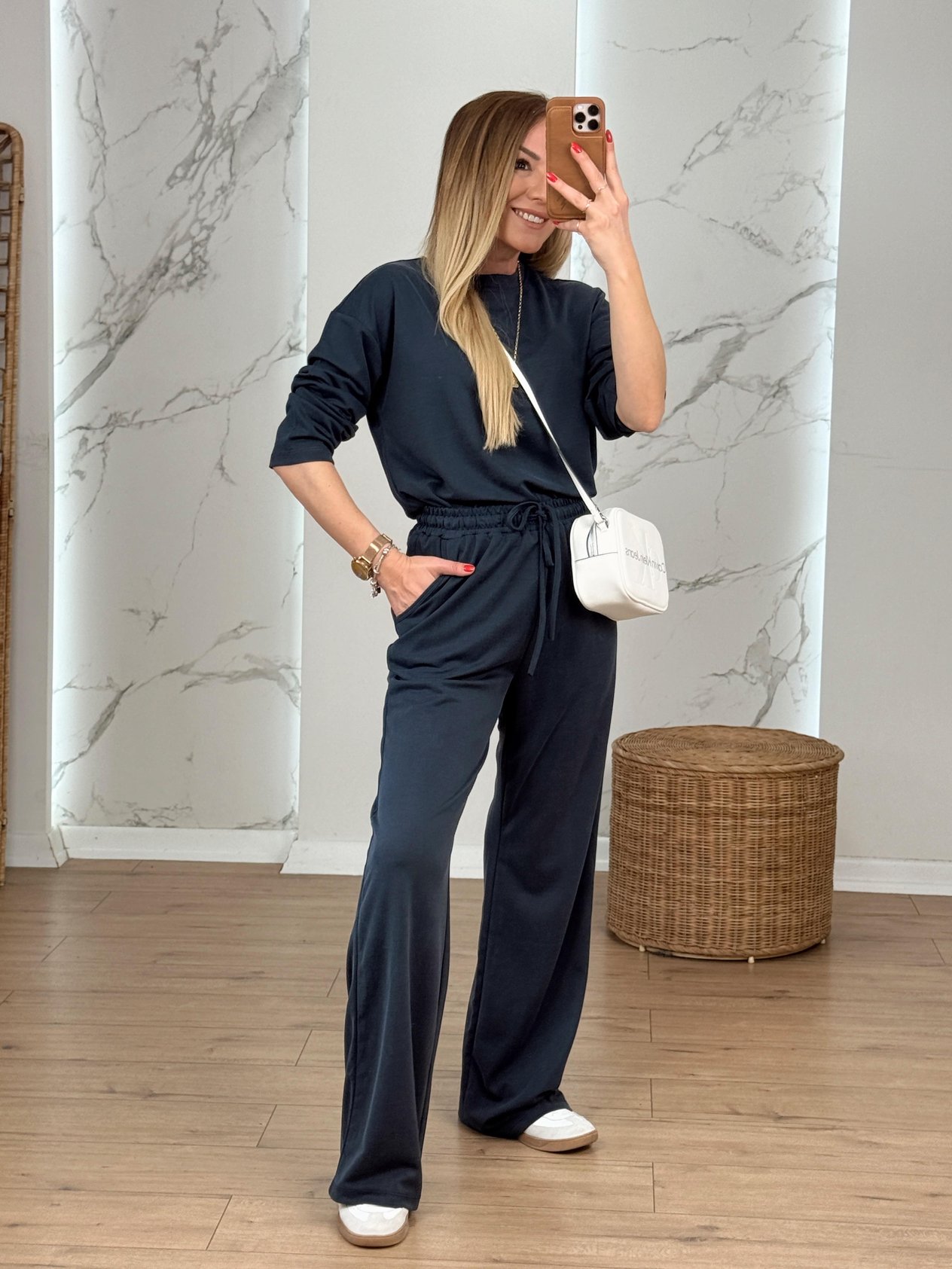 Waffle Modal Two-Piece Set Anthracite