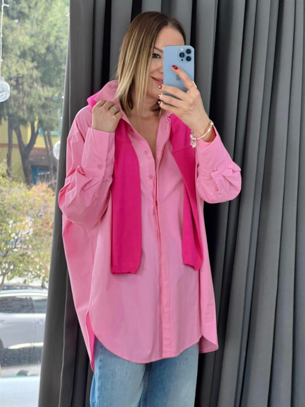 Poplin Gömlek Pembe
