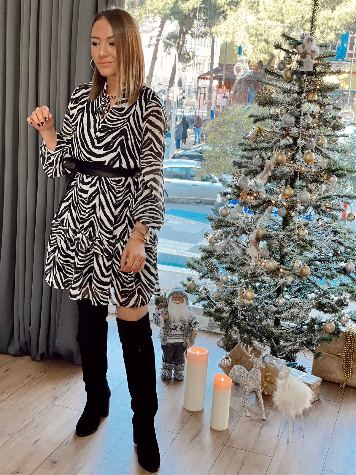 Zebra Desen Elbise
