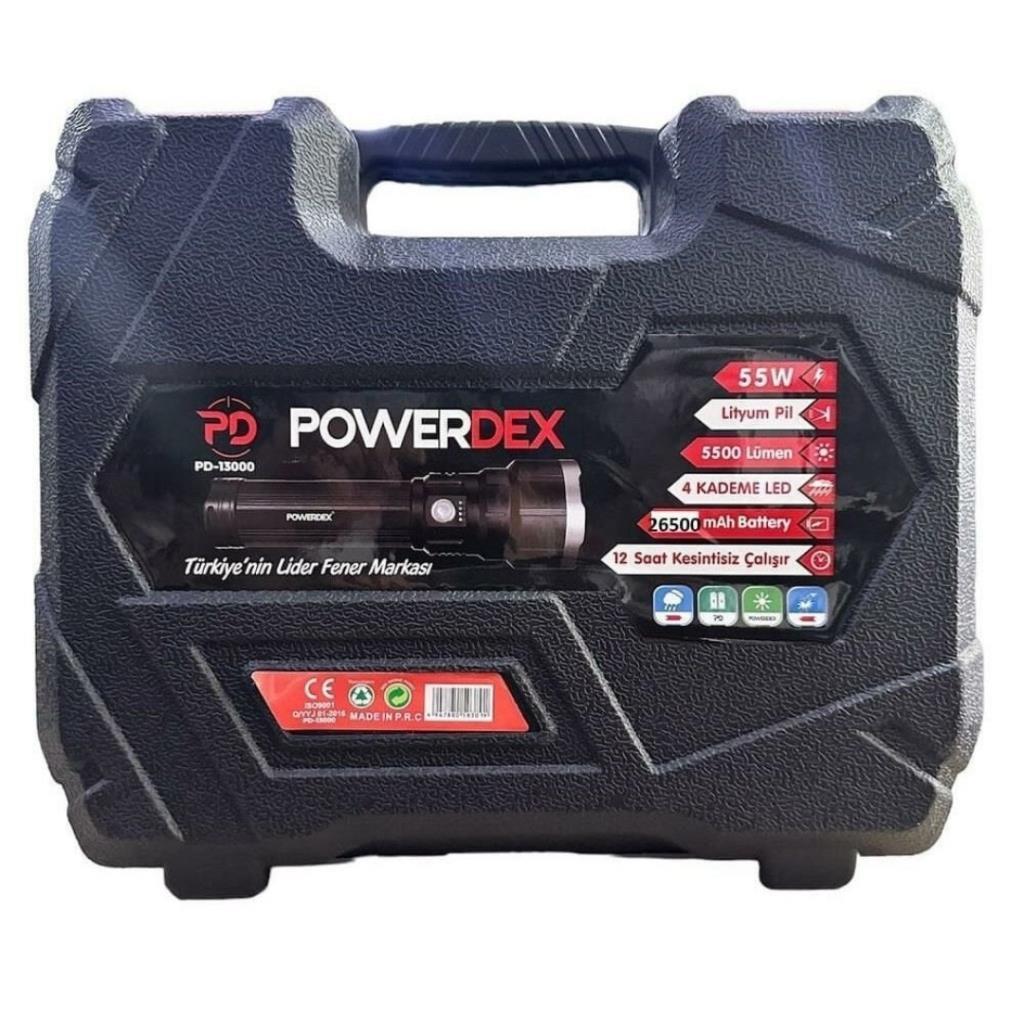 55 Watt 5500 Lümen Profesyonel Büyük Şarjlı El Feneri PD-13000