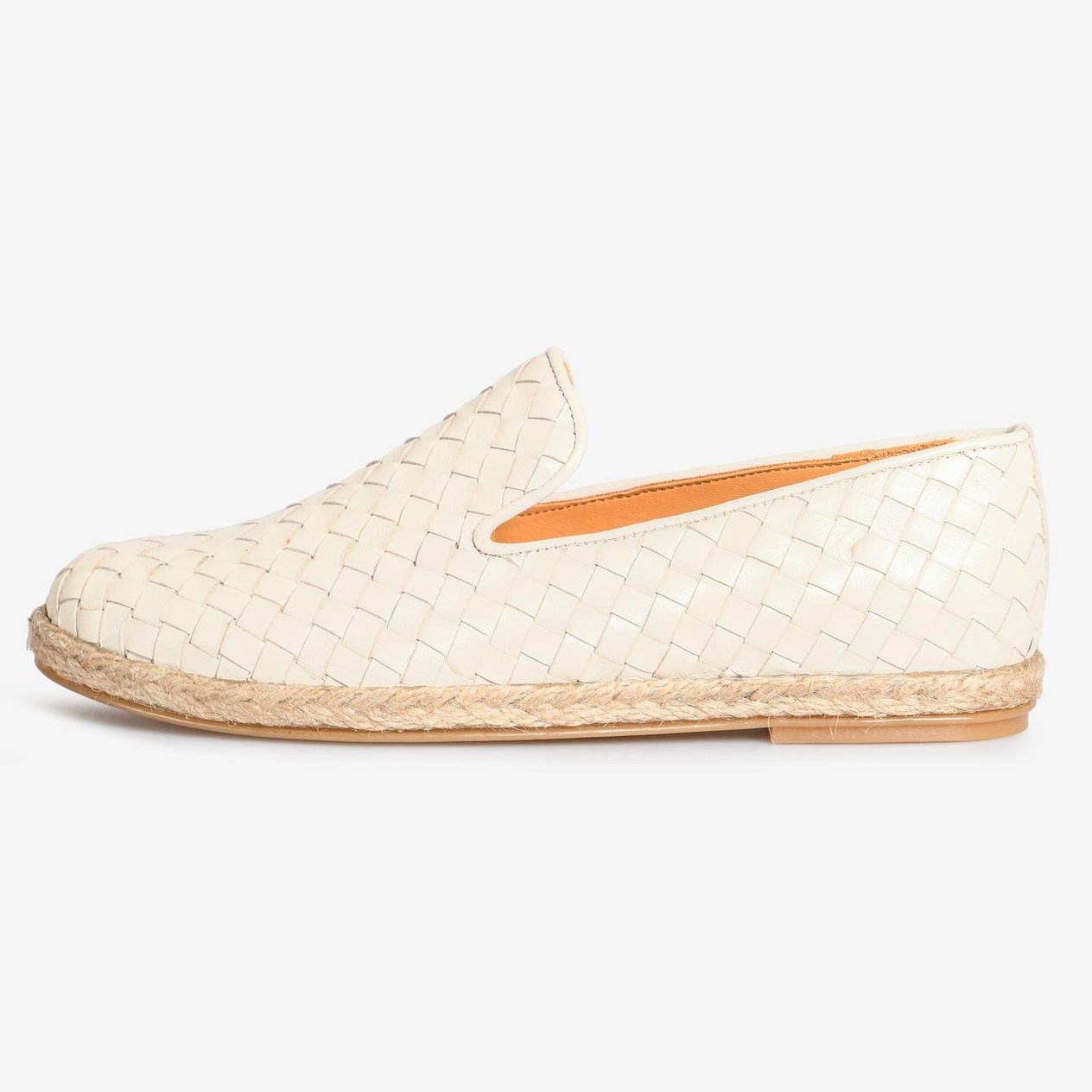 Bej Deri Örgü Kadın Loafer