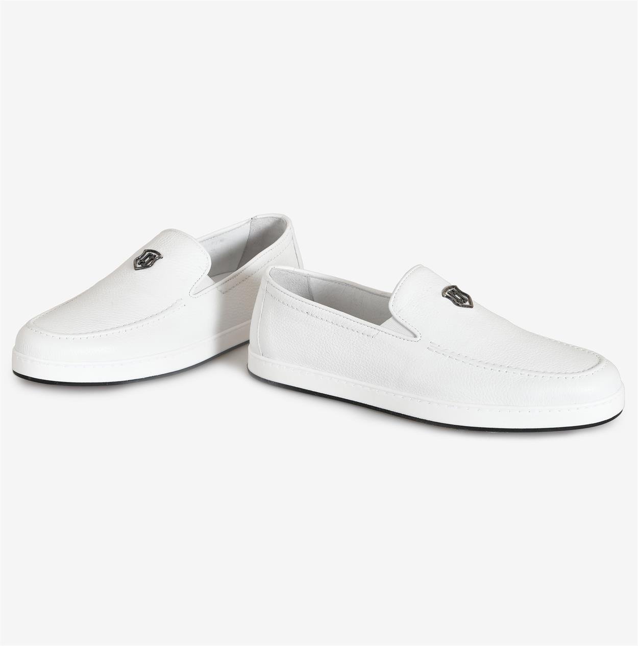 Beyaz Deri Erkek Loafer