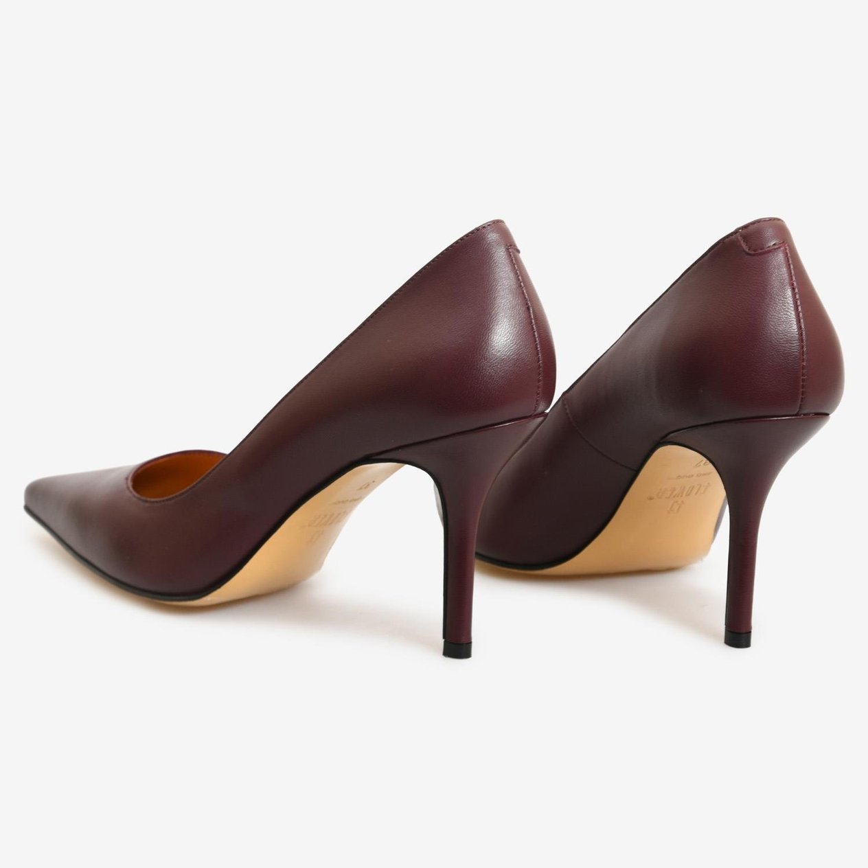 Bordo Deri Kadın Stiletto