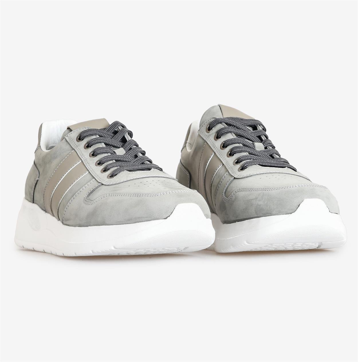 Gri Kombin Deri Erkek Sneakers