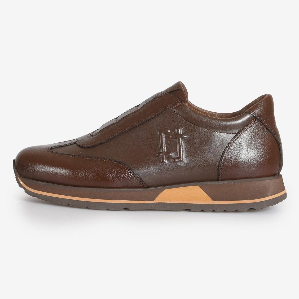 Kahve Deri Bağcıksız Erkek Sneaker