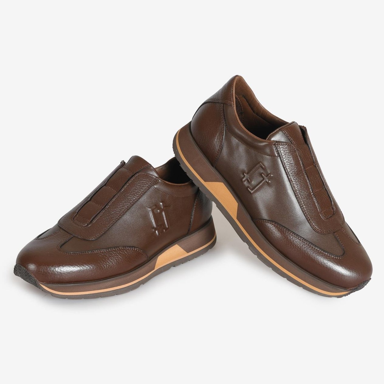 Kahve Deri Bağcıksız Erkek Sneaker