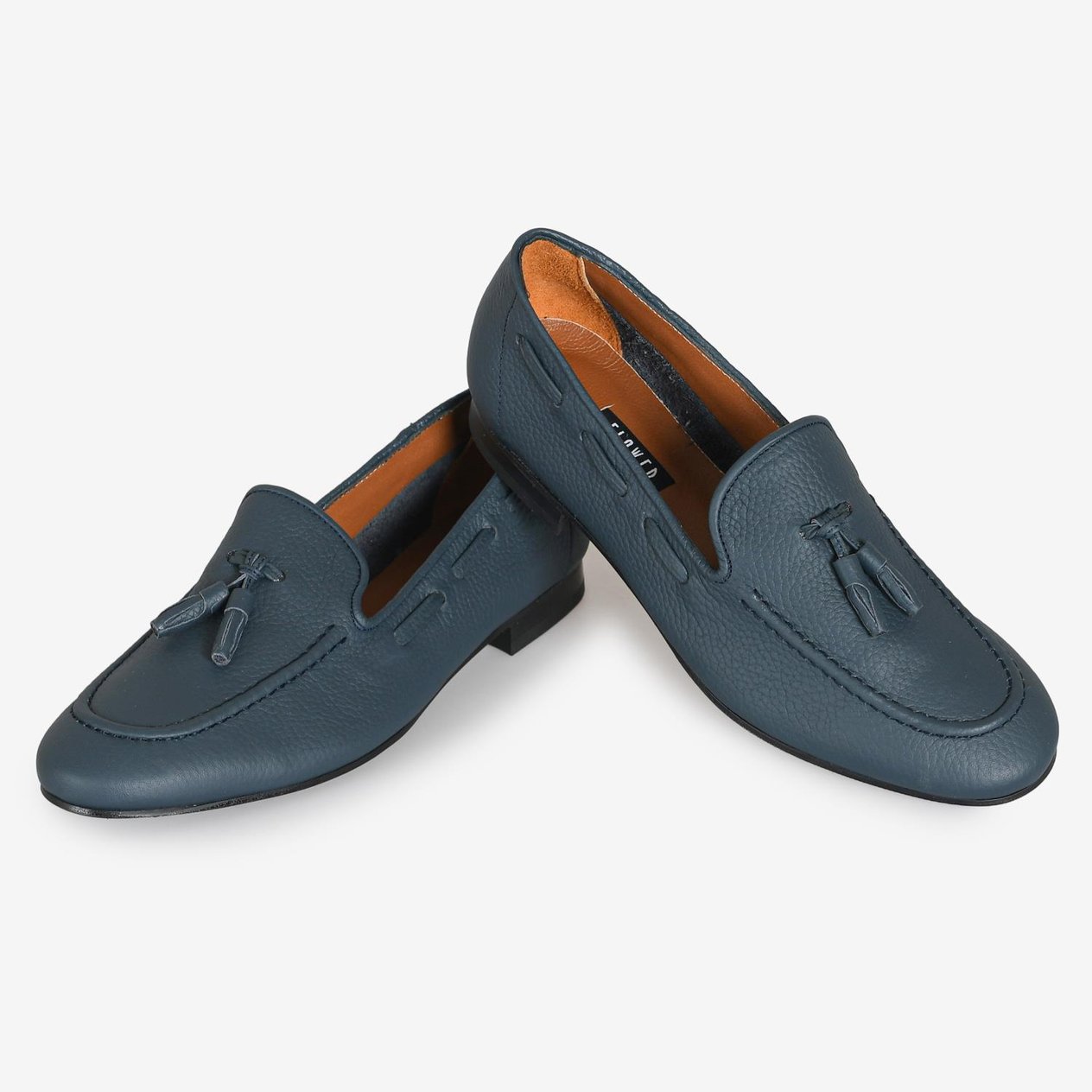 Lacivert Deri Püsküllü Kadın Loafer